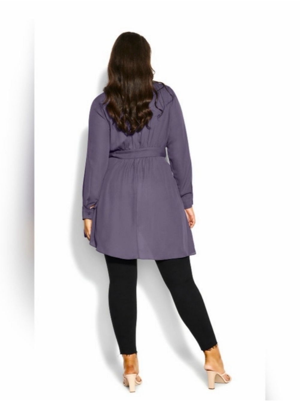 City Chic Purple Wrap Peplum Blouse - Picture 2 of 3